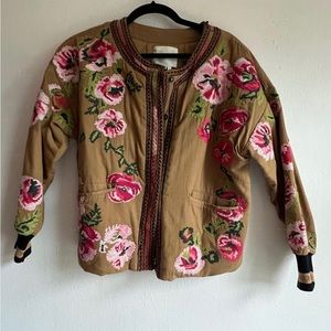 Anthropologie Vintage Embroidered Bomber